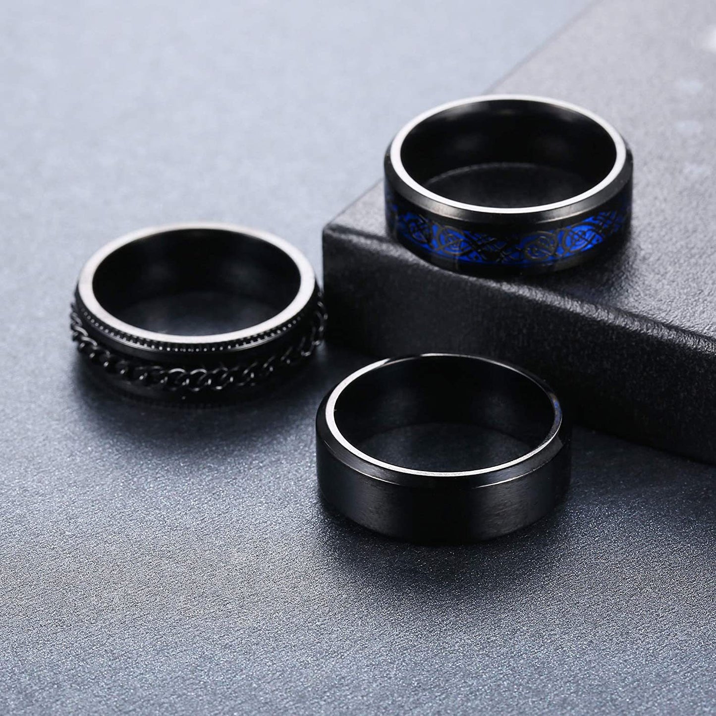 Rotatable Black Titanium Steel Ring for Men - European & American Design