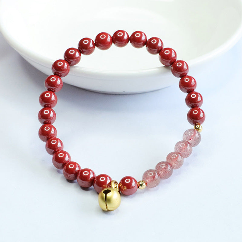 Emperor's Strawberry Crystal and Cinnabar Sterling Silver Bracelet