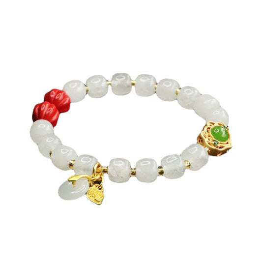 Fortune's Favor Sterling Silver Cinnabar Bead Bracelet