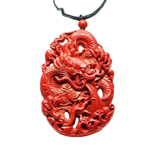 Cinnabar Hollow Dragon Pendant