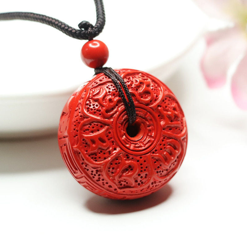 Cinnabar Buckle Six-character Mantra Pendant Jewelry