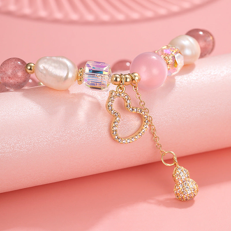 Strawberry Crystal Beaded Bracelet for Best Friends