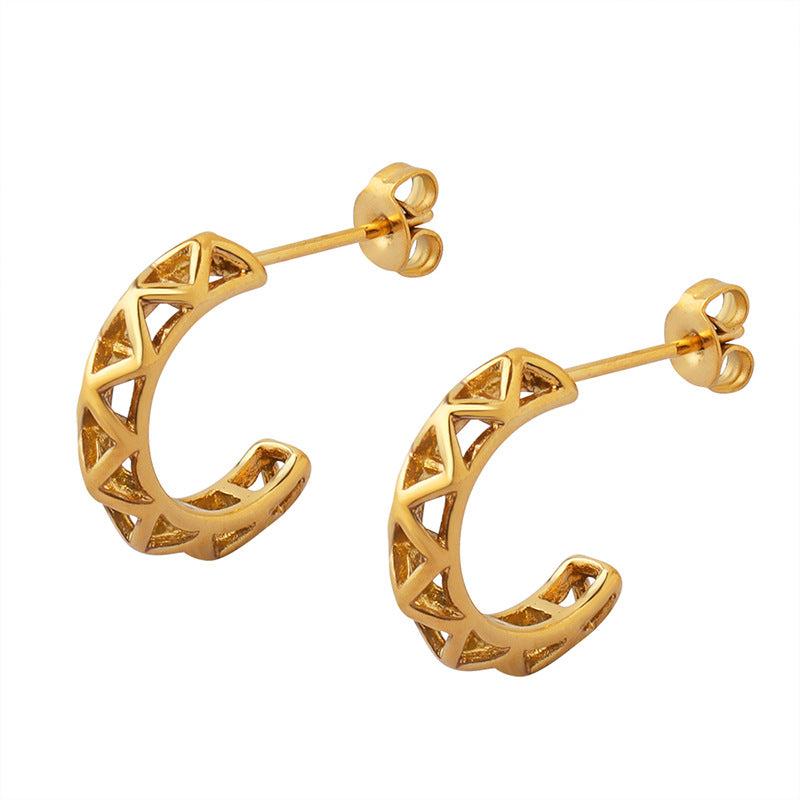 Niche Artisanal C-Shaped Cut-Out Earrings with a Touch of Ins-Inspired Style