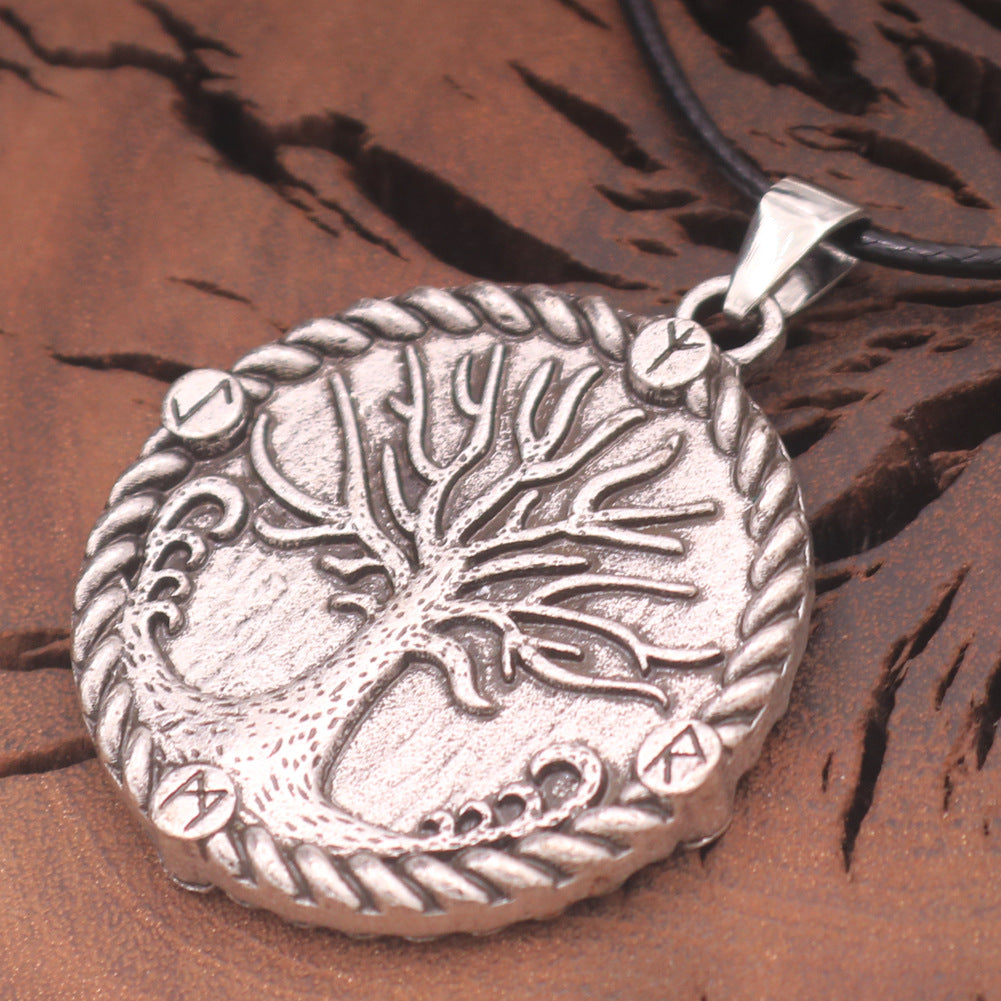 Pirate Tree of Life Nordic Mythology Necklace with Rune Pendant - Men's Jewelry by Planderful Collection