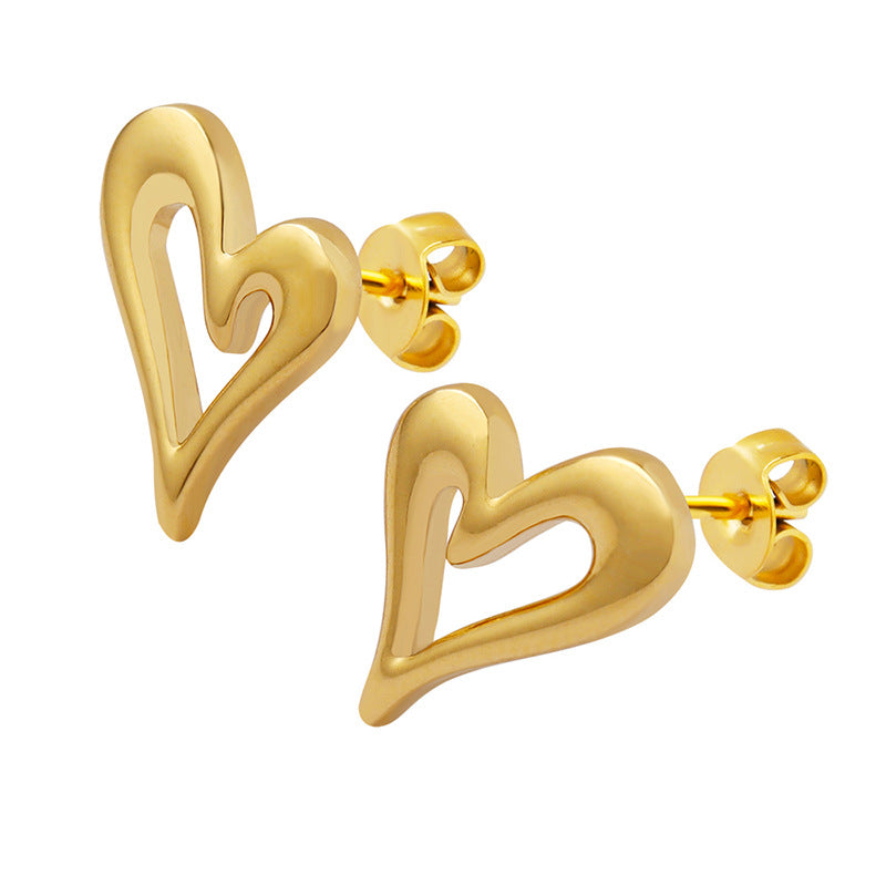 Cold Style Korean Ins Heart-Shaped Brass Earrings - Wholesale Gemstone Collection