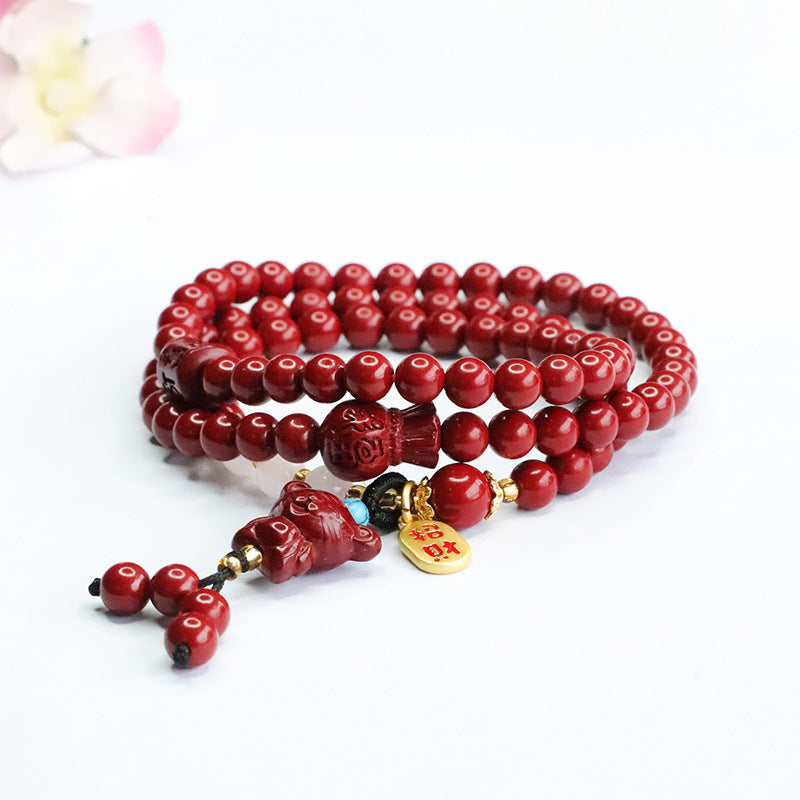 Fortune's Favor Sterling Silver Cinnabar Tiger Blessing Bracelet