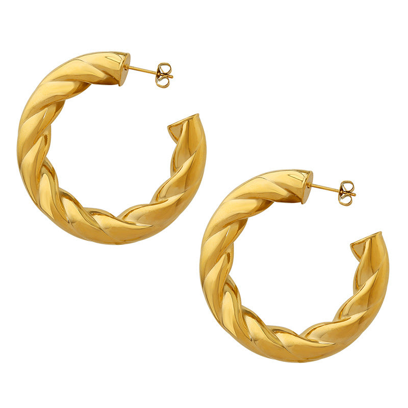 Exaggerated Twist Shape Titanium Steel Earrings for Women