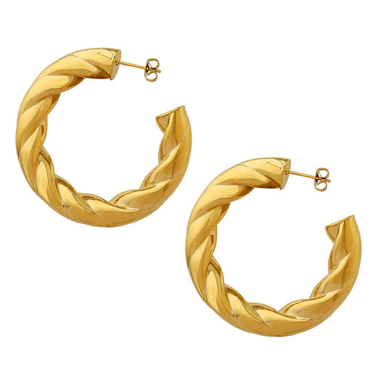 Exaggerated Twist Shape Titanium Steel Earrings for Women