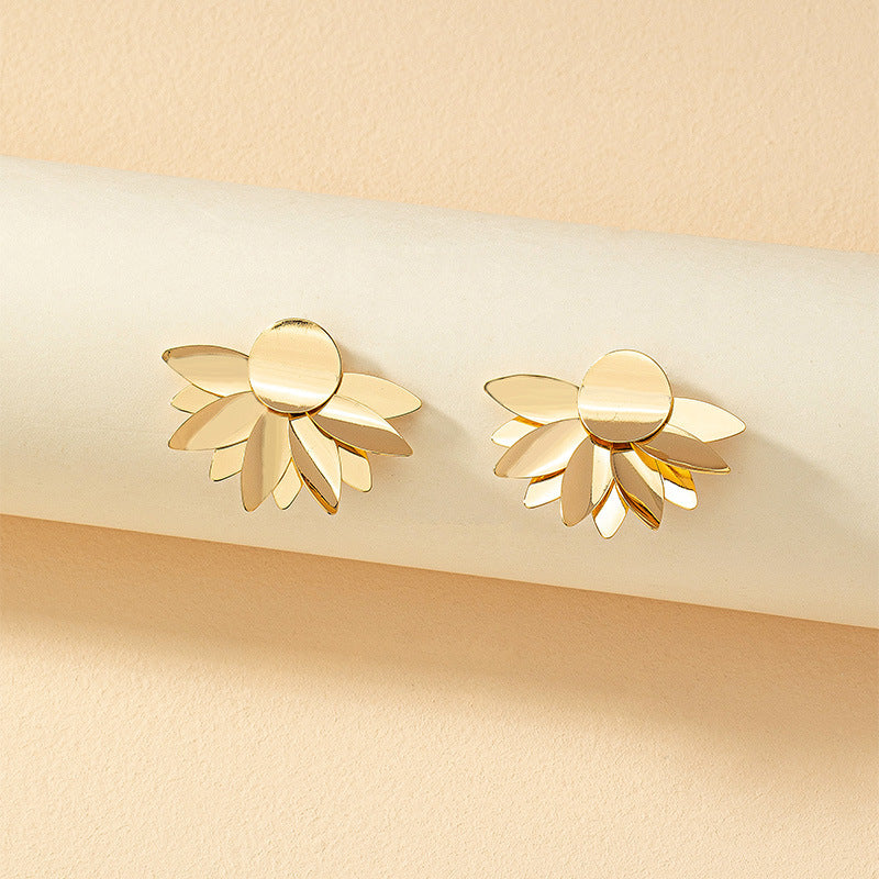 Sophisticated Metal Petal Earrings with European Flair