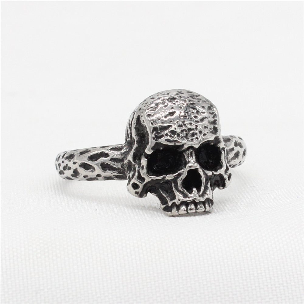 Personalized Retro Skull Men's Titanium Steel Ring - European and American Design for Wholesale