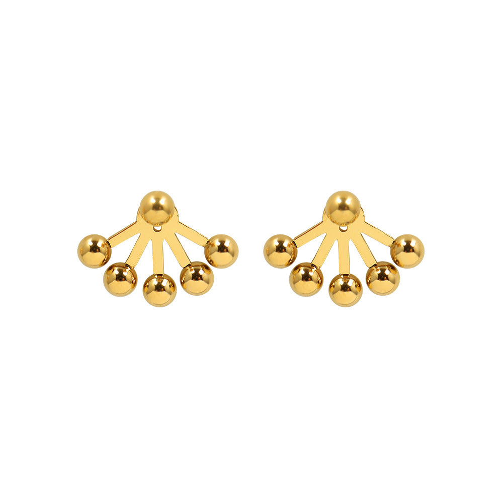 Elegant Steel Bead Earrings in 18K Gold - Planderful Collection