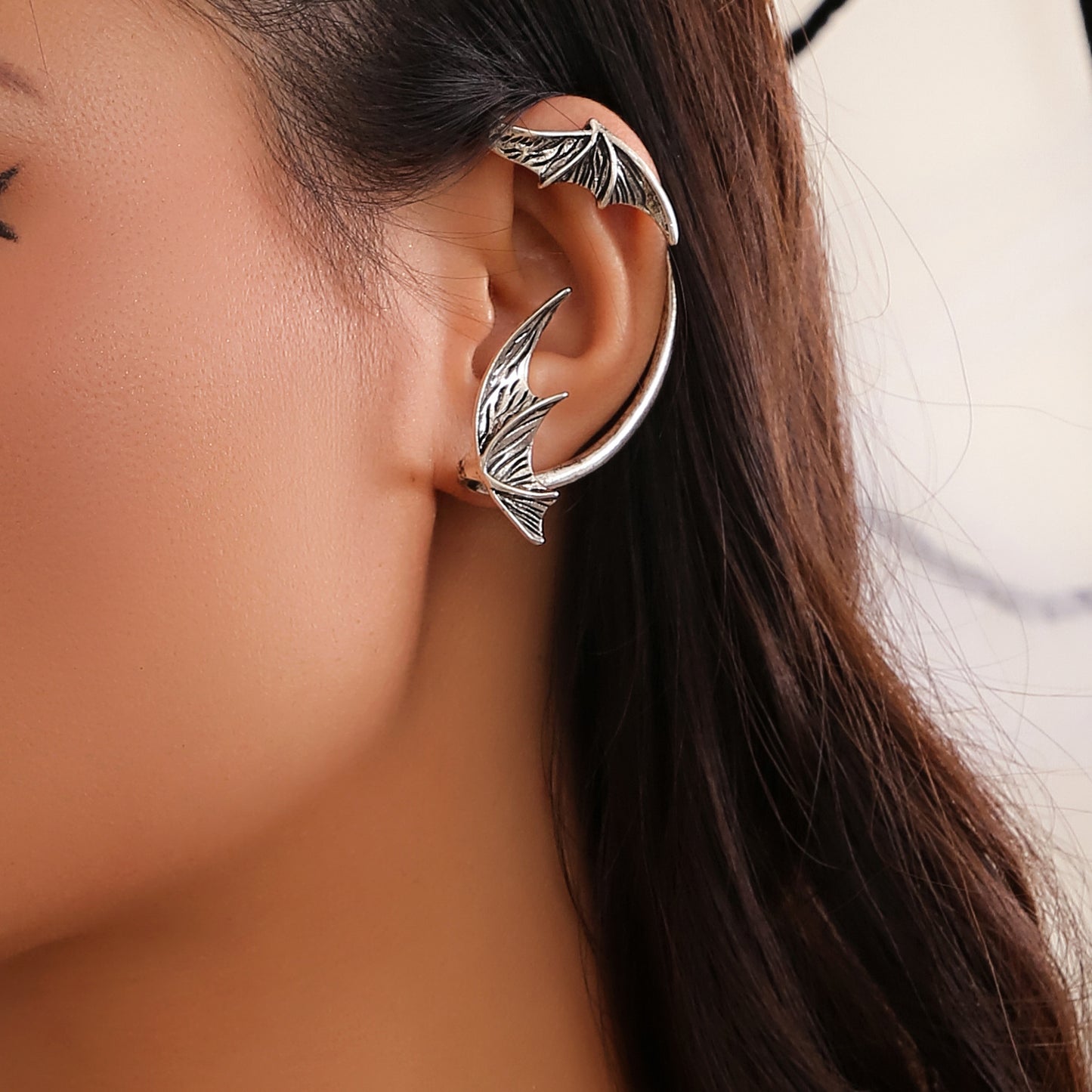 European and American Inspired Cyberpunk Halloween Demon Earrings with Bat Wing Design