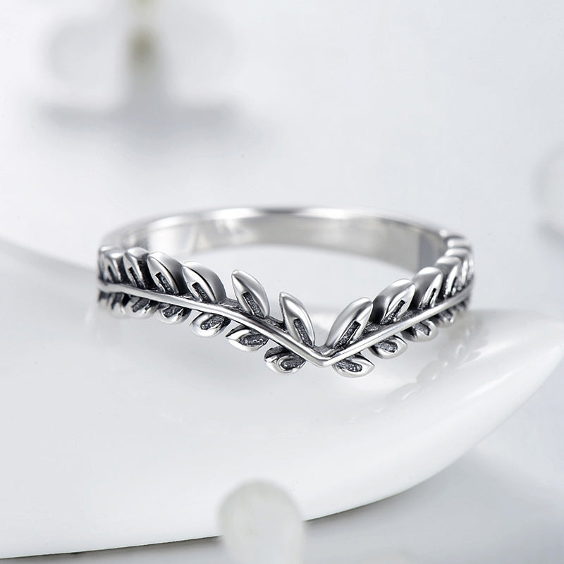 Sterling Silver Geometric Leaf Arrow Ring - Women's Folding Index Finger Ring