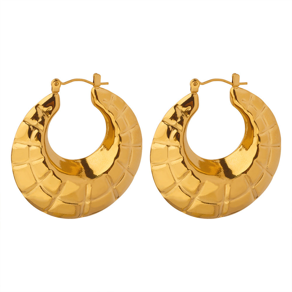 Chic Geometric U-Shaped Earrings in Titanium Steel with Gold Plating