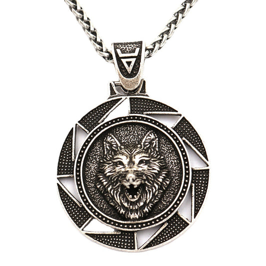 Viking Celtic Wolf Head Necklace - Retro Men's Personalized Pendant