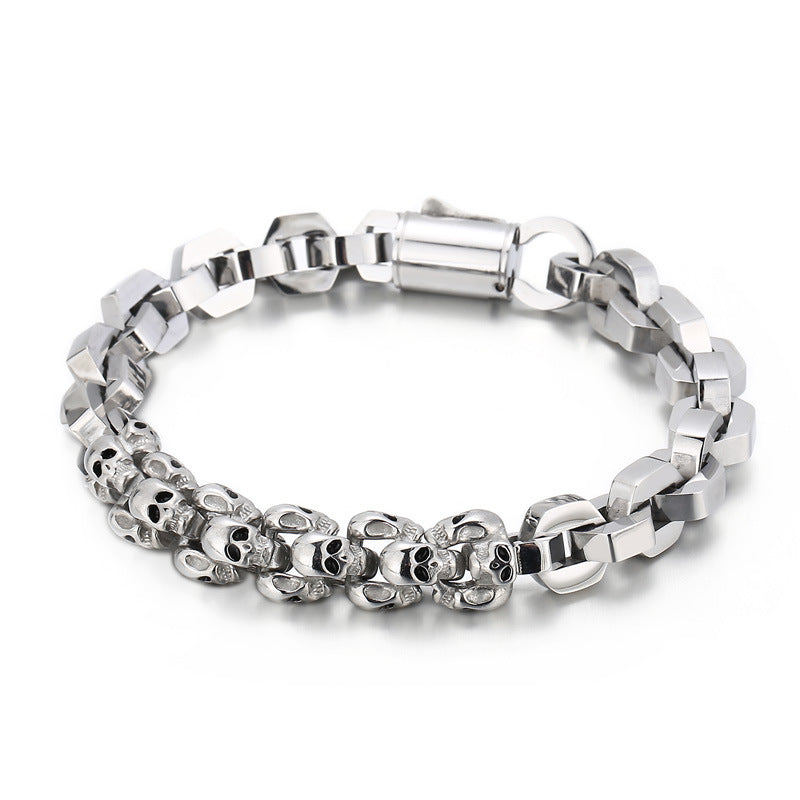 Stylish European-American Skull Design Electroplated Titanium Steel Men's Bracelet