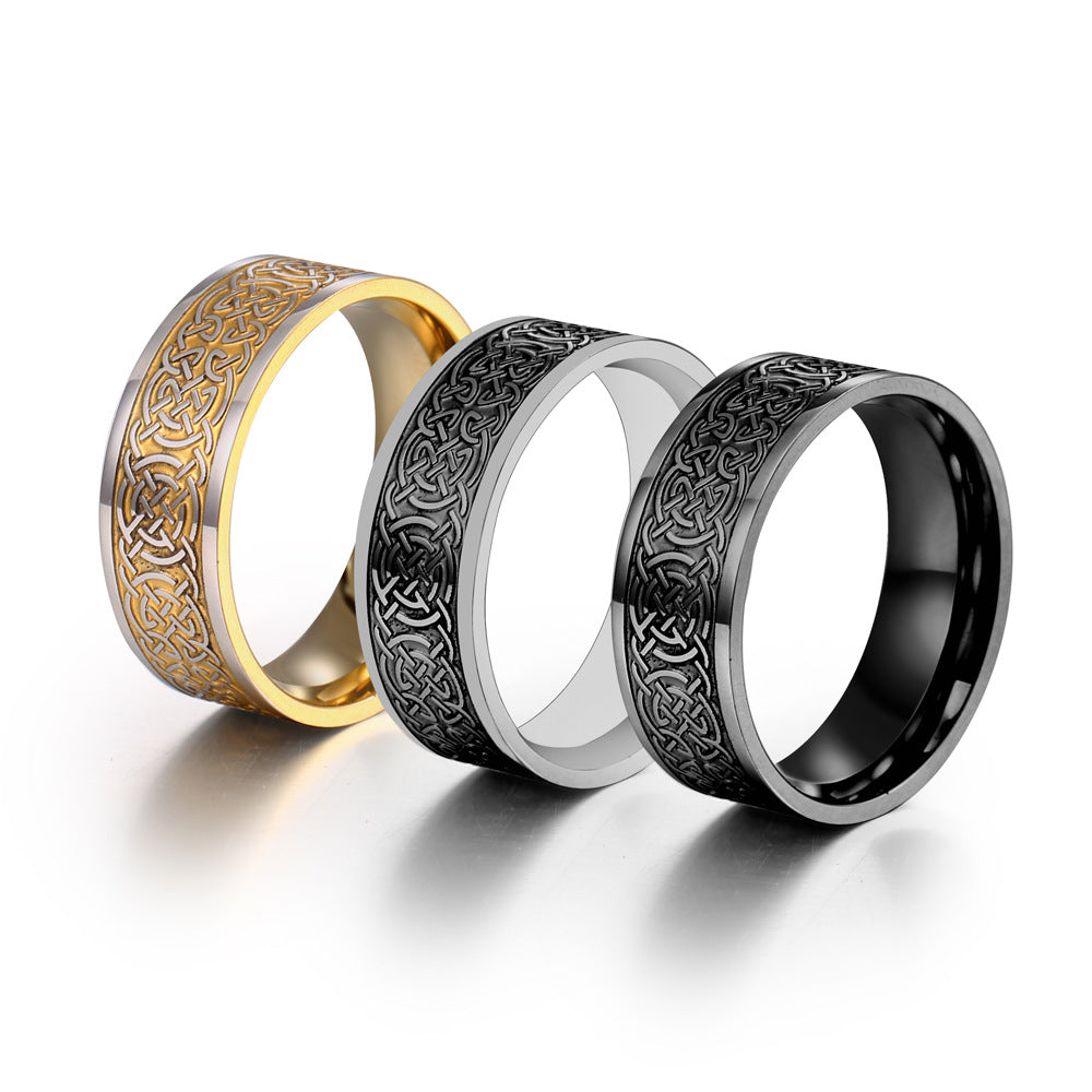 Urban Black and Gold Two-Tone Woven Ring for Men – Trendy Hip-Hop Jewelry