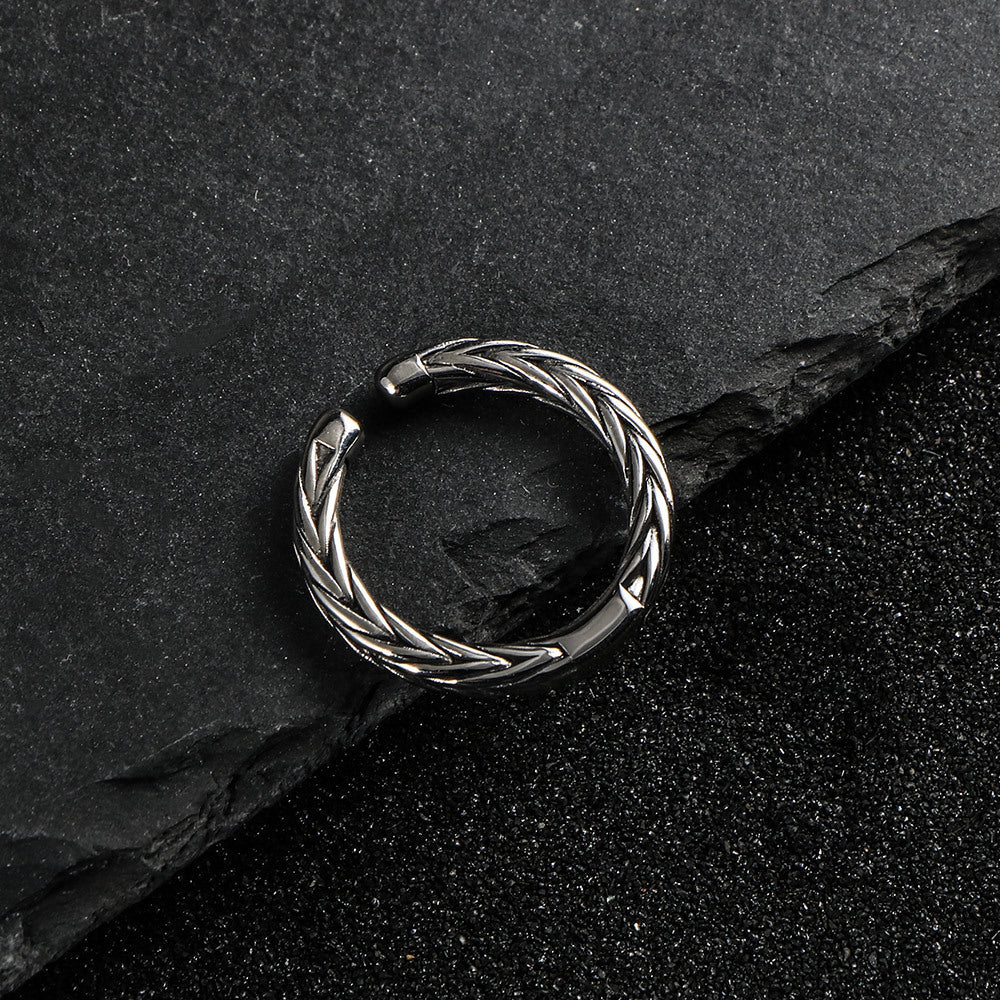 Wheat Ear Design Titanium Steel Couple Ring for Men and Women - Personalized Open Tail Style