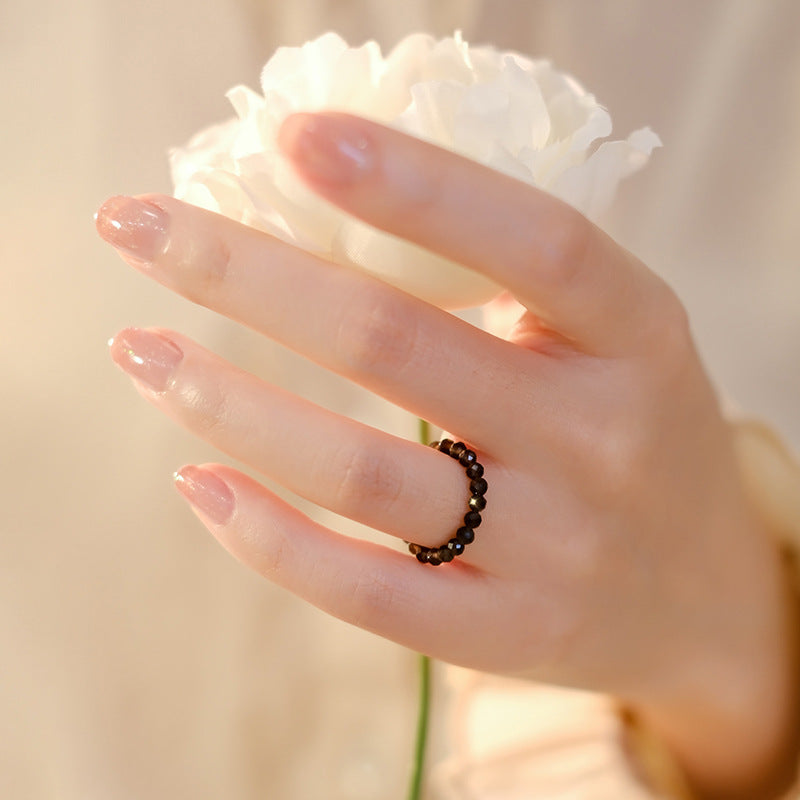 Retro Style Pointed Crystal Ring with Sterling Silver Bracelet Detail