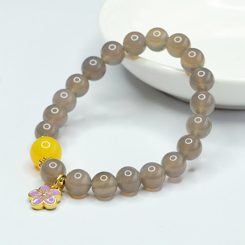 Purple Chalcedony Flower Bracelet