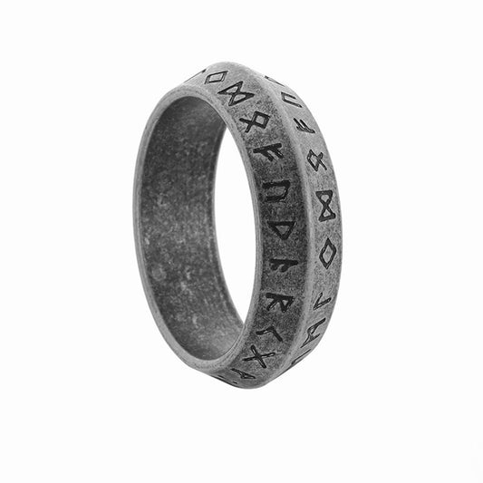 European American Men's Vintage Viking Rune Titanium Steel Ring Personalized Cross-Border Jewelry