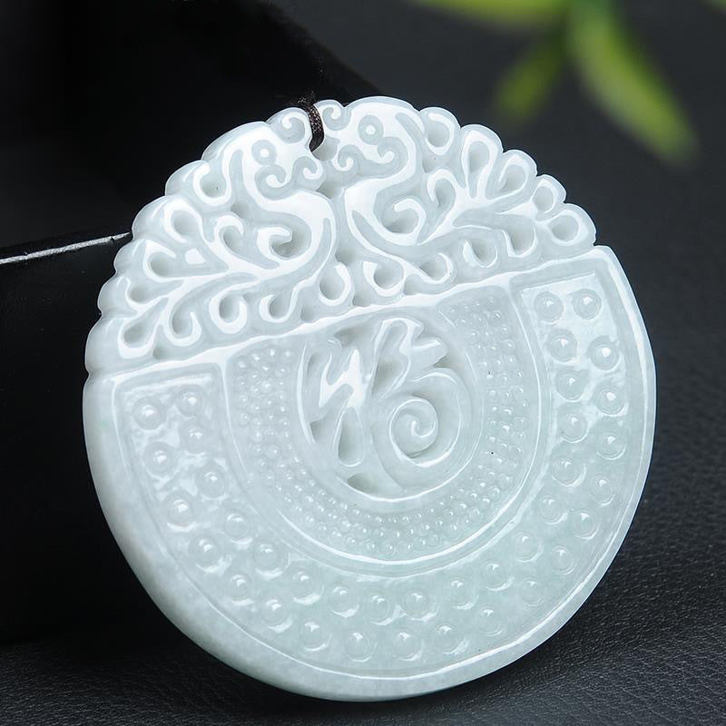 Mayan Jade Fortune Blessing Sterling Silver Pendant