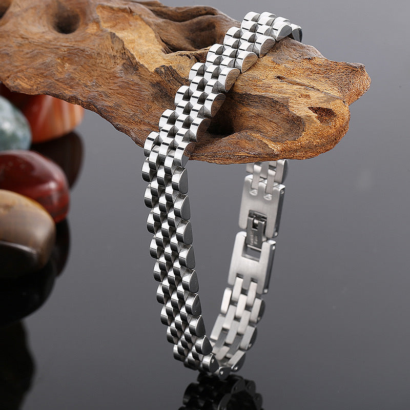 Adjustable Men's Titanium Steel Chain Bracelet with Simple Vacuum Plating - Couple's Fashion Jewelry