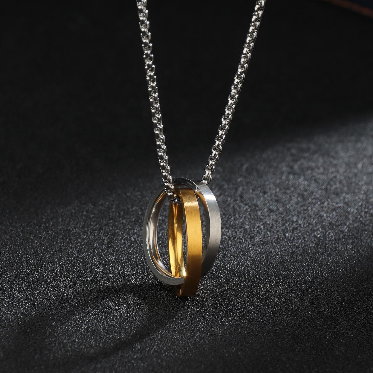 Mobius Ring Stainless Steel Couples Necklace with Versatile Sweater Chain for Men