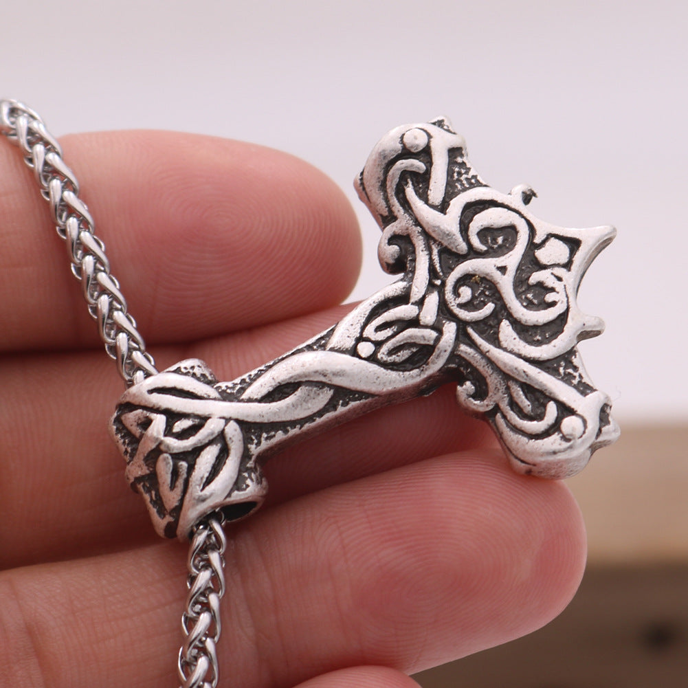 Viking Rune Thunder Hammer Necklace - Handcrafted Metal Pendant from Norse Legacy Collection