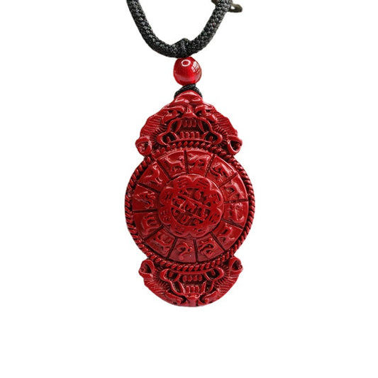 Cinnabar Pendant Double Pixiu Bagua Jewelry