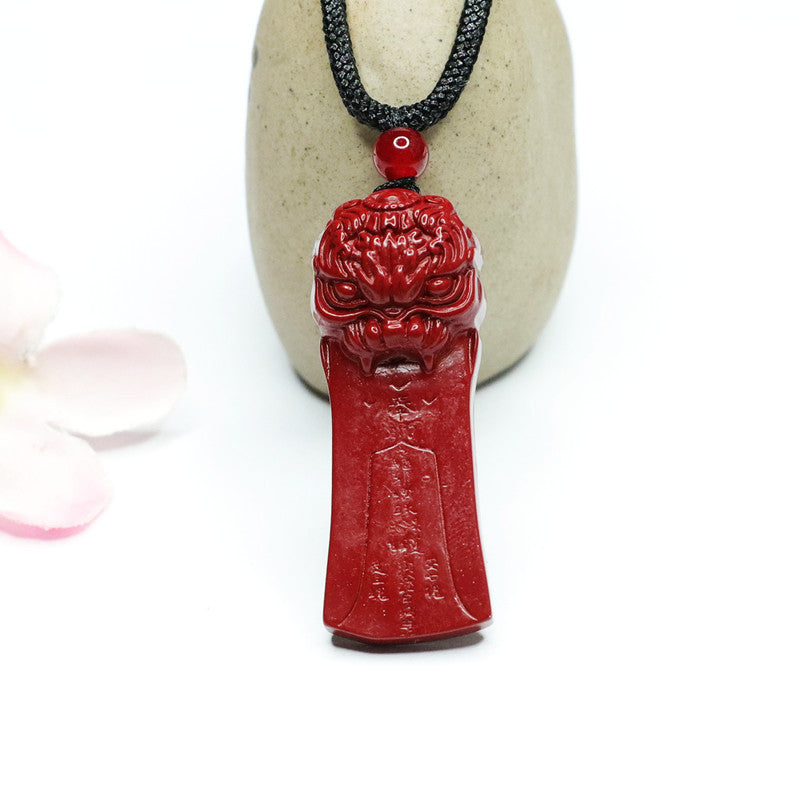 Cinnabar Pendant with Purple Gold Sand and Pixiu Bagua Talisman