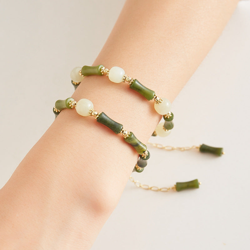 Chinese Style Hetian Jade Bracelet with Gold Plating