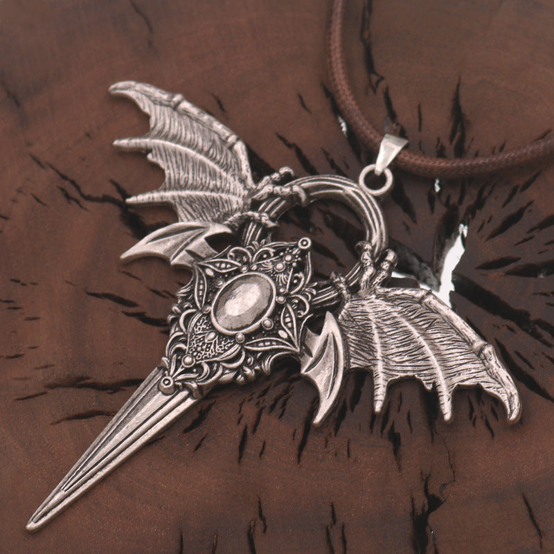 Dragon Blade Metal Necklace - Men's Halloween Jewelry