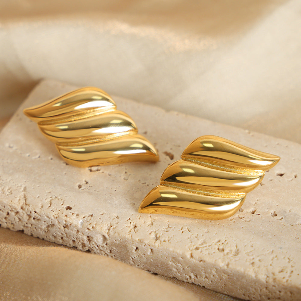 Gold-Plated Geometric Quadrilateral Striped Earrings for Women