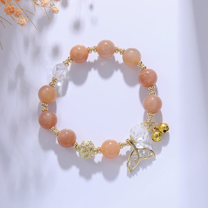 Fortune's Favor Orange Moonstone Crystal Sterling Silver Bracelet