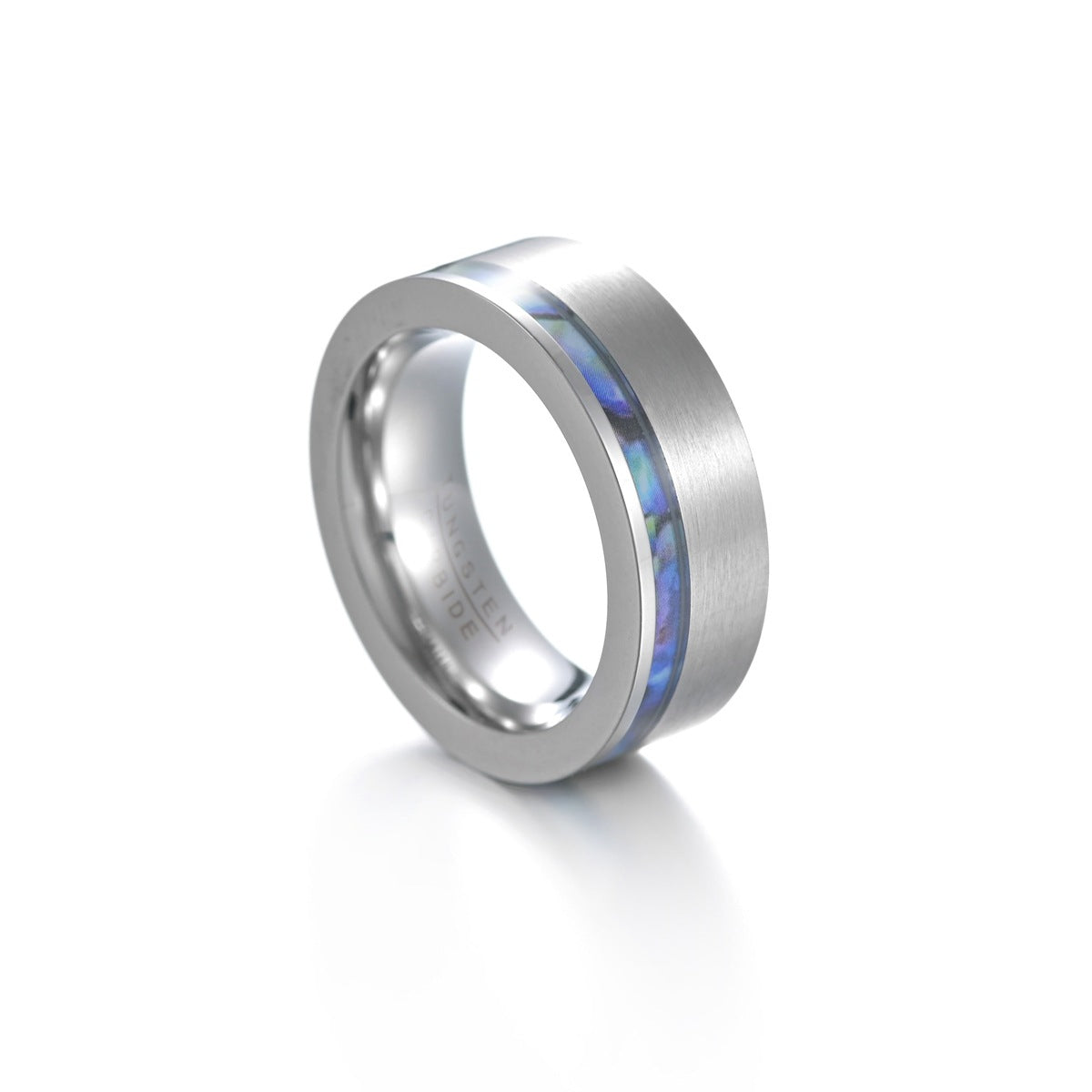 8MM Tungsten Steel Ring with Shell Paper Inlay - Men's Fashion Jewelry Wholesale