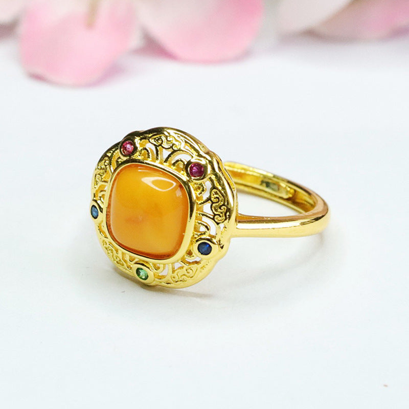 Cloud Ring Amulet with Beeswax Amber Sheen