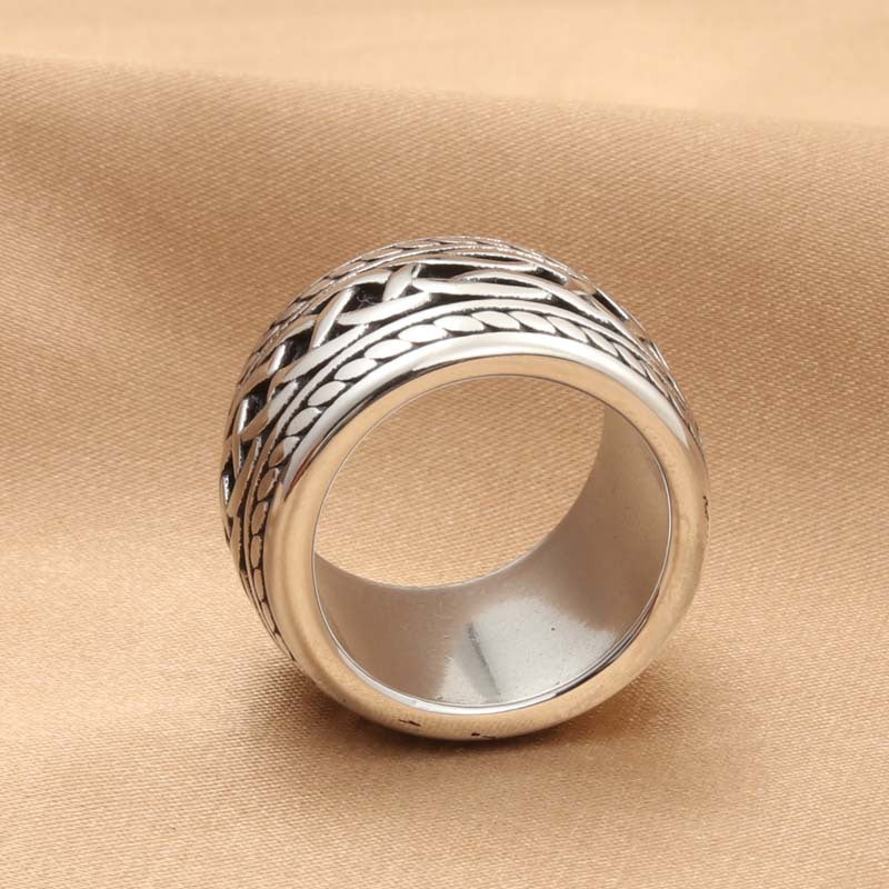 Titanium Steel Retro Twist Knot Ring for Men - Trendy Stainless Steel Finger Accessory