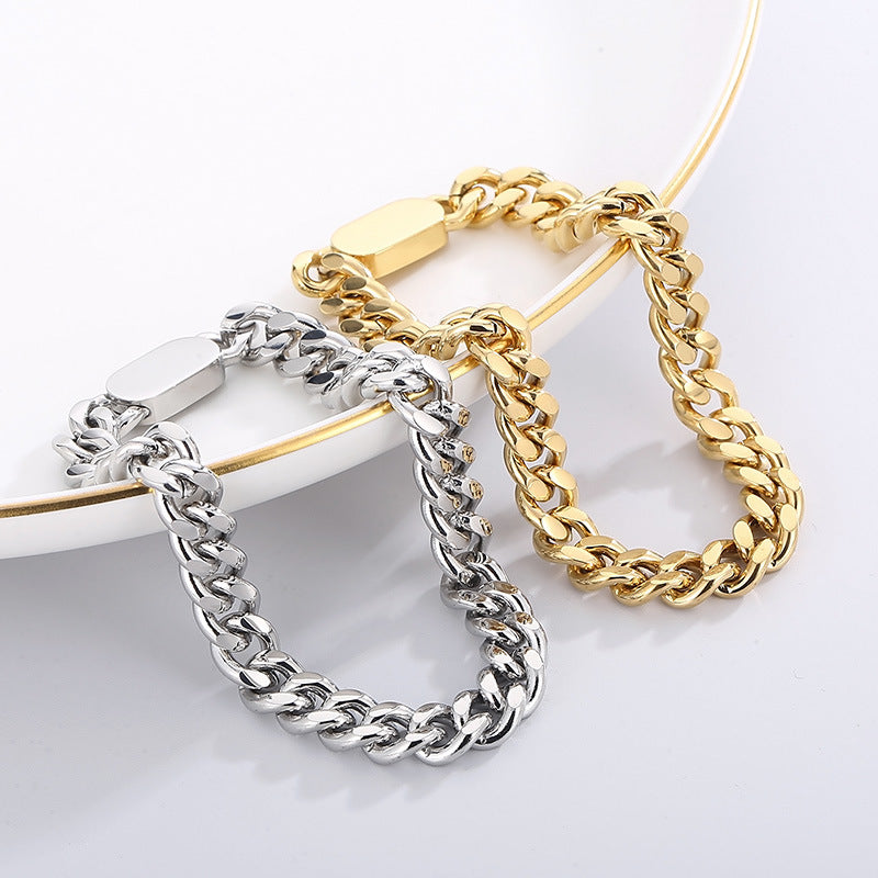 Trendy Titanium Steel Cuban Chain Bracelet for Men - Hip Hop Inspired Fashion Accessory