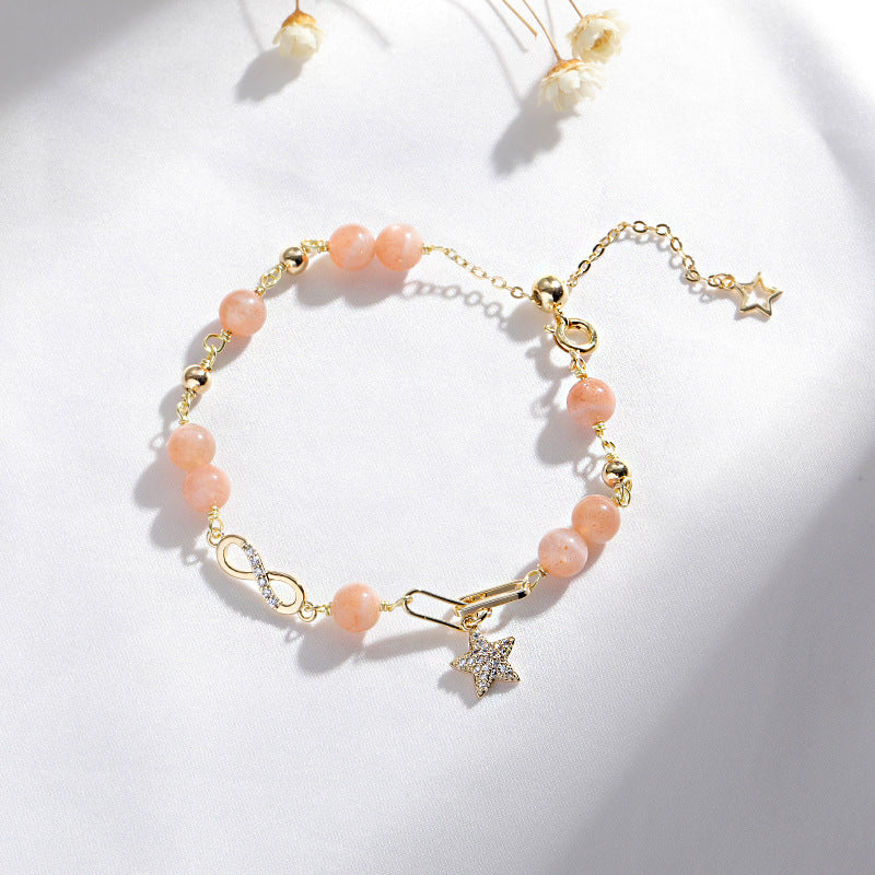 Sunstone Crystal Mobius Hand Bracelet