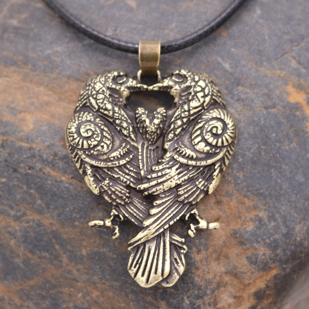 Mystical Odin Crow Alloy Necklace from Planderful's Norse Legacy Collection