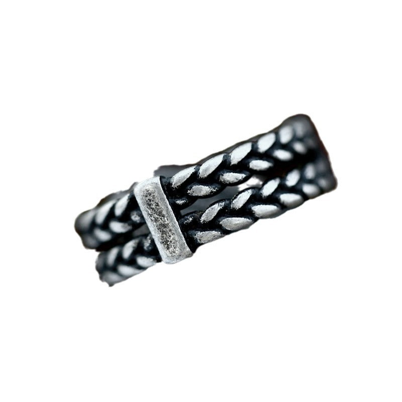 Nordic Vintage Braided Titanium Steel Ring for Men - Simple Stainless Steel Wholesale Design