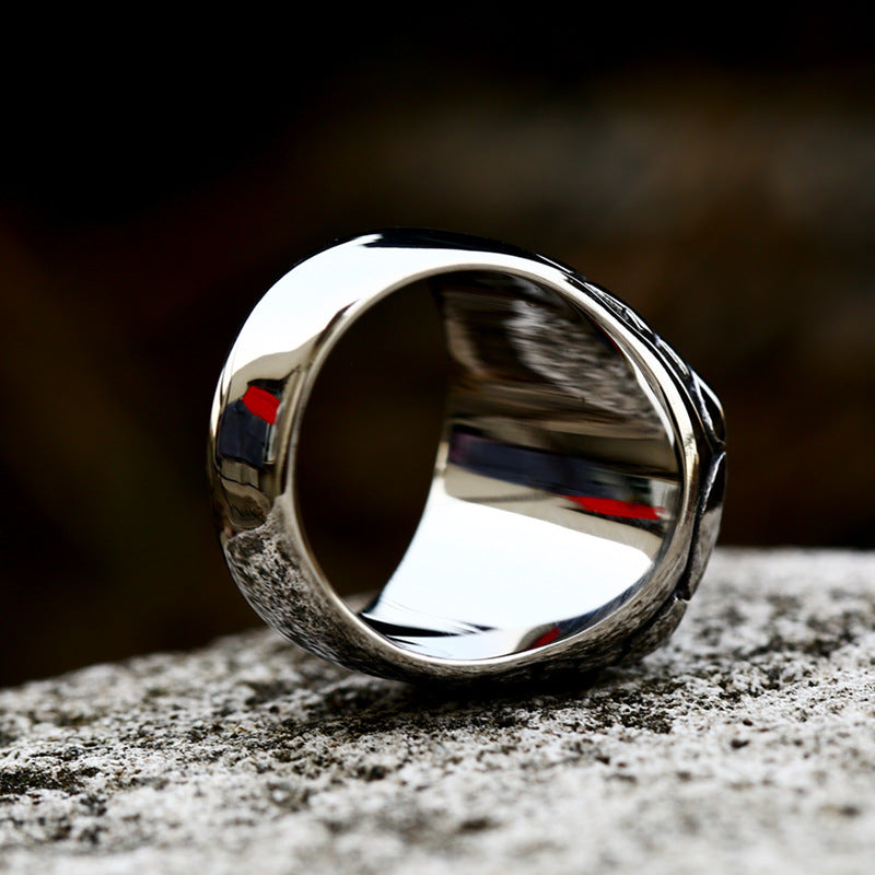 Heritage-Inspired Men's Titanium Steel Freemason Ring - Wholesale European and American Design