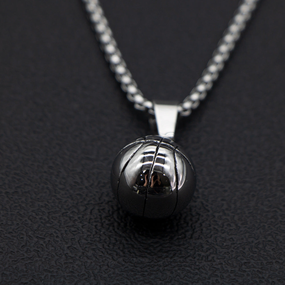 Stylish NBA Basketball Pendant Necklace in Titanium Steel for Men - European and American Fashion Jewelry