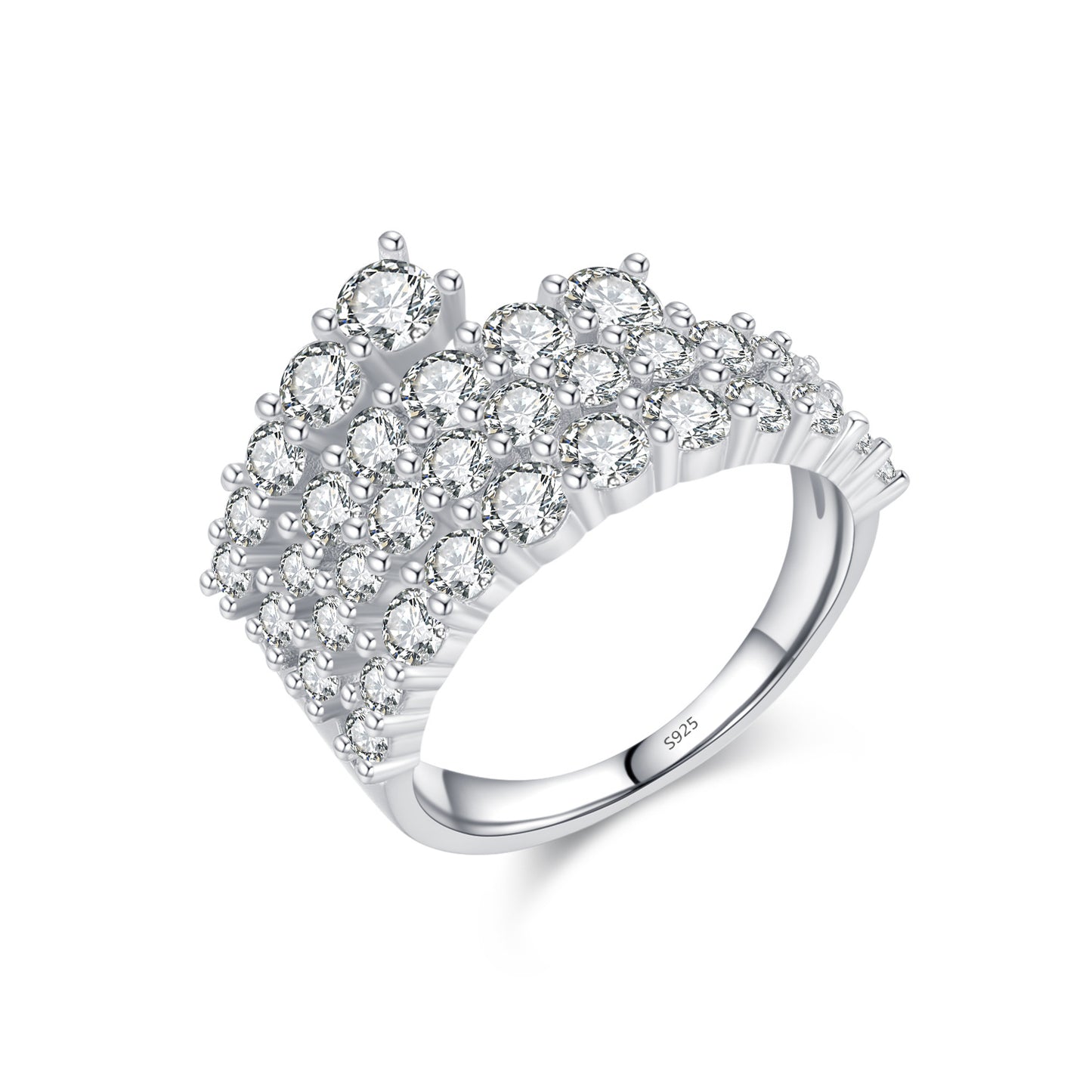 Luxurious Sterling Silver Zircon Ring for Versatile Women's Stylish Personality