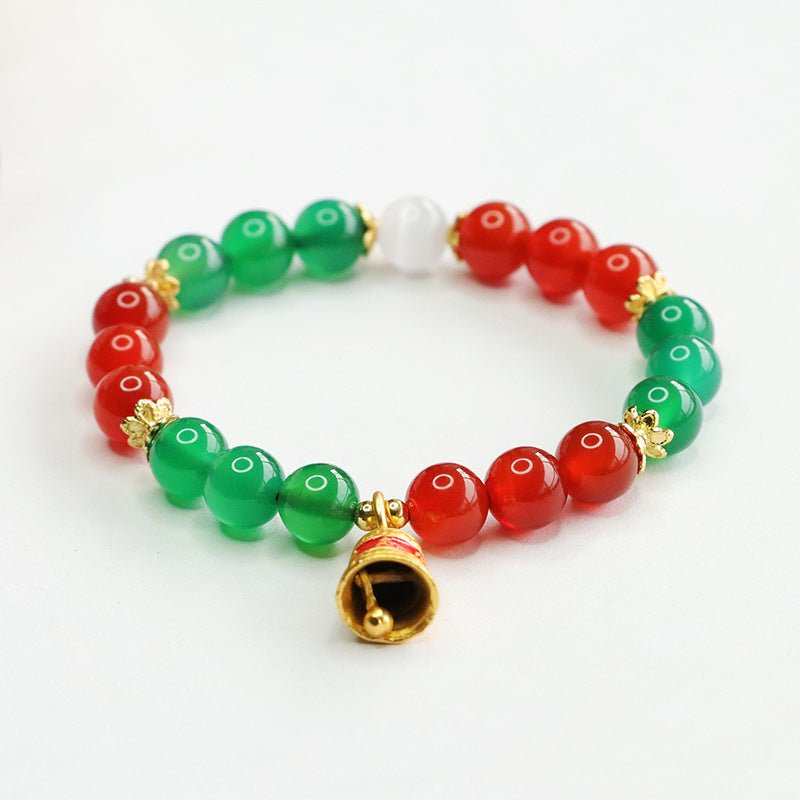 Festive Red Agate and Green Chalcedony Bracelet