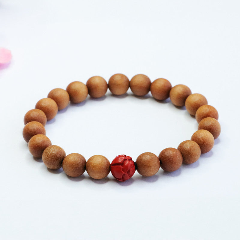 Lotus Bead and Sandalwood Cinnabar Bracelet