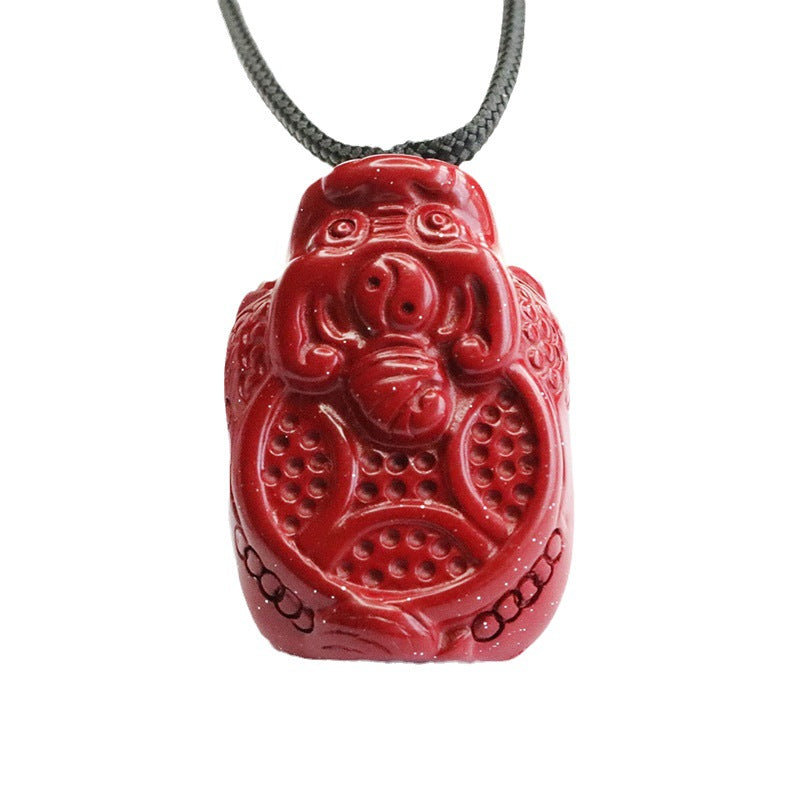 Fortune's Favor Sterling Silver Cinnabar Pixiu Pendant