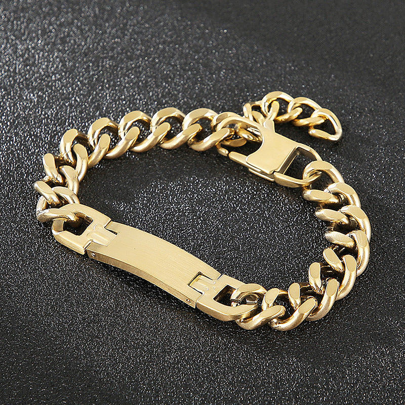 Trendy Hip Hop Cuban Chain Bracelet for Men - European and American Style Titanium Steel Accessory