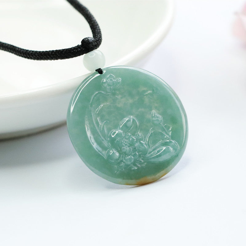 Jade Prosperity Pendant with Sterling Silver Needle